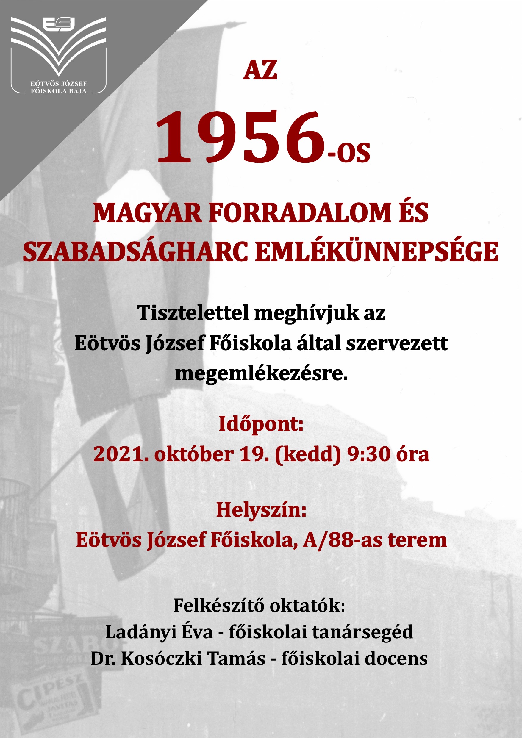 Az október 23-ai emlékünnepség plakátja.