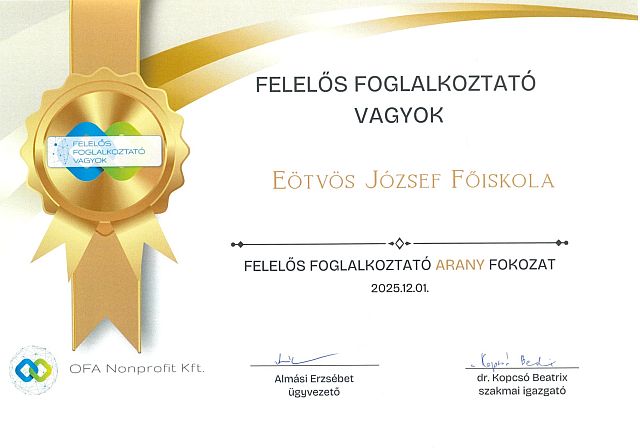 Az Eötvös József Főiskola Arany Minősítésű Felelős Foglalkoztató