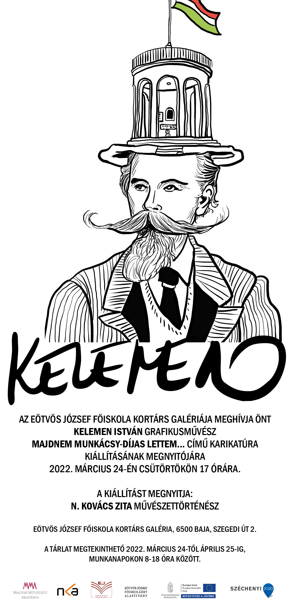 Meghívó Kelemen István grafikusművész karikatúra kiállítására